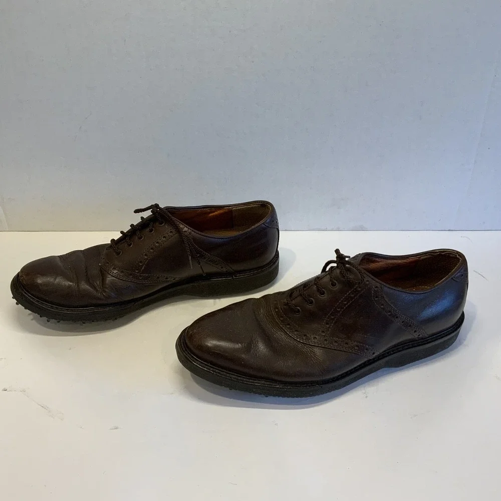Johnson & Murphy Men's Leather Golf Shoes Waterproof Sz 10M Italy‎ Soft Spikes